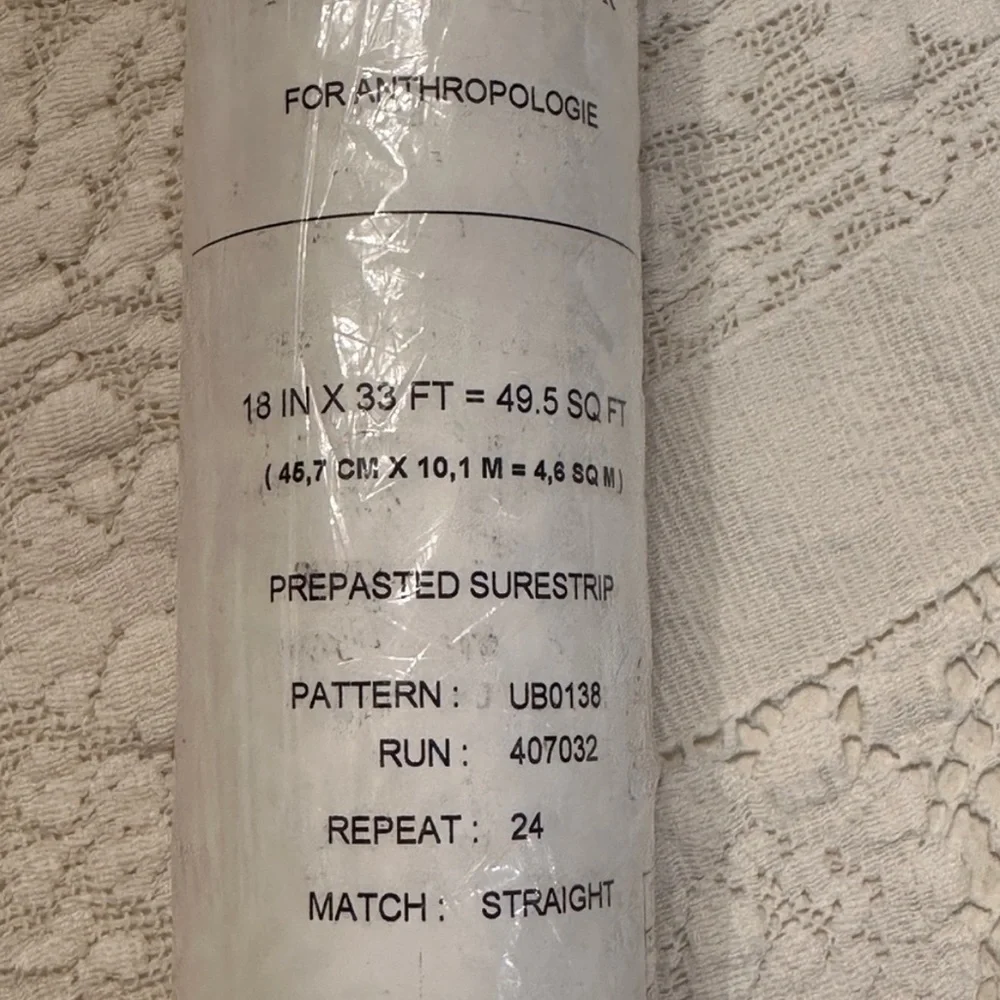 Single roll Anthropologie Lycian Wallpaper Mauve Purple White Boho Print 3 total